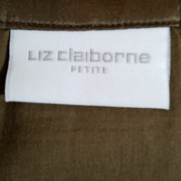 Vintage Liz Claiborne Silk Applique Skirt- A-line Olive Lime 14P Two Lay… - Picture 3 of 9